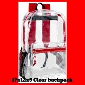 17x12x5 Clear backpacks. I have multiple different trims to choose from.
